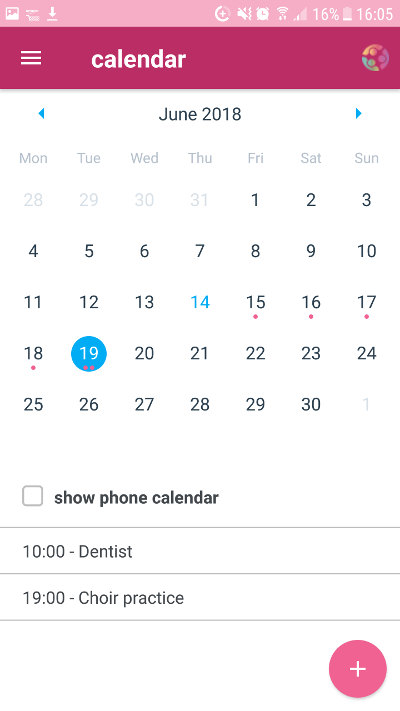 CareTeam App Calendar